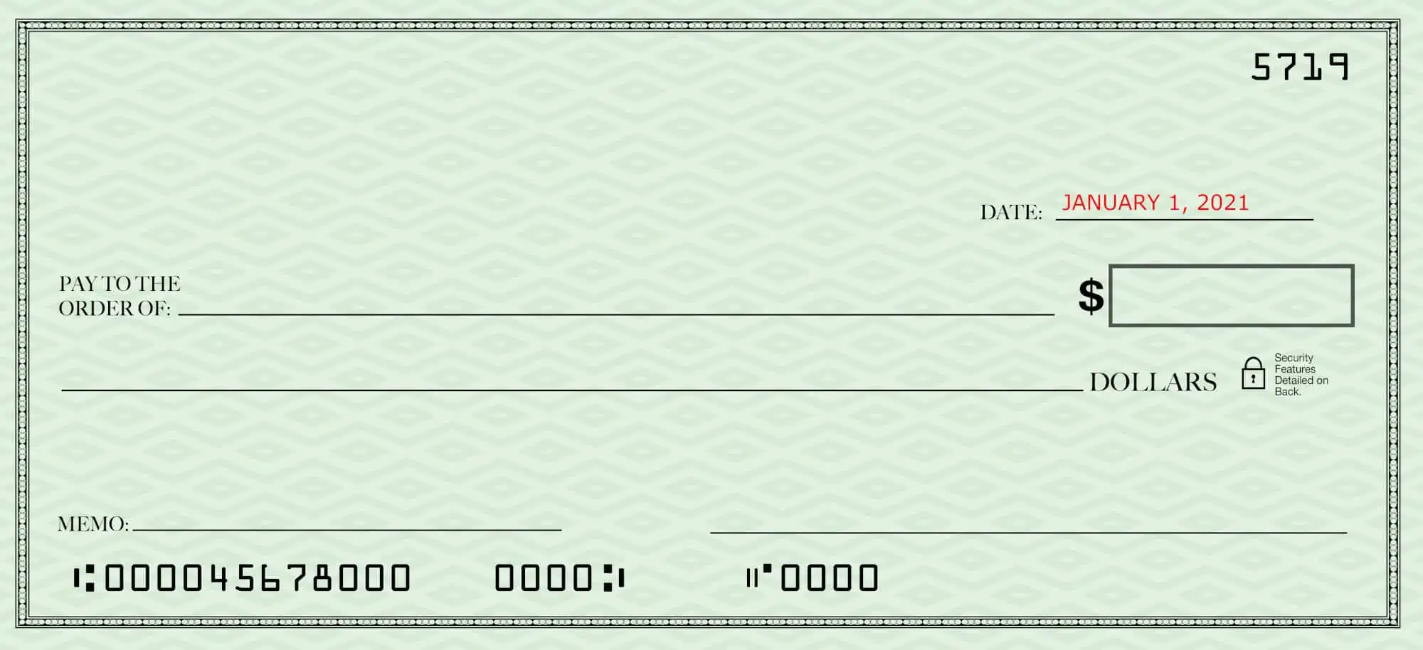 Filling out a check--blank check with just the date filled in