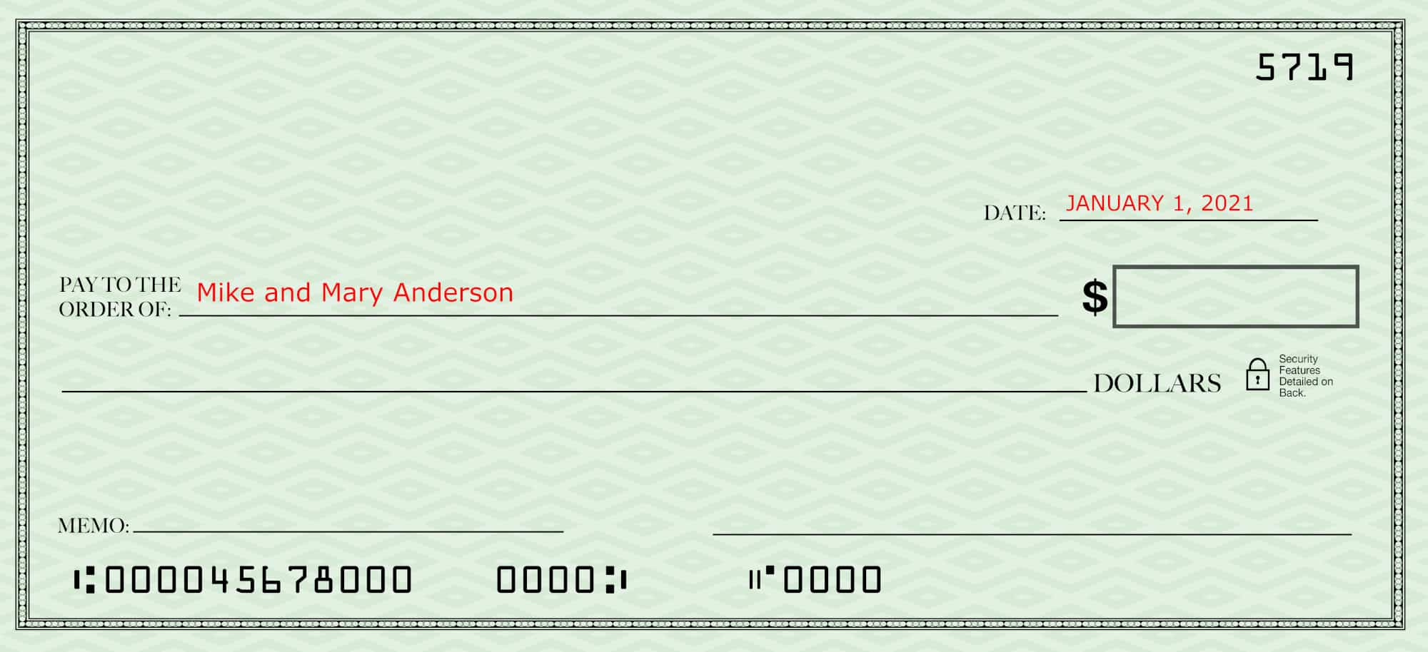 Filling out a check--blank check with just the date and payee filled in