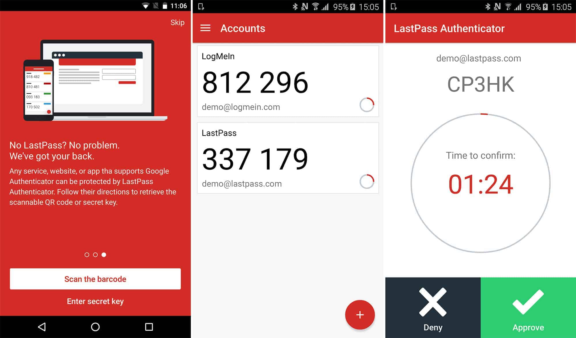 LastPass authenticator mobile app screenshot