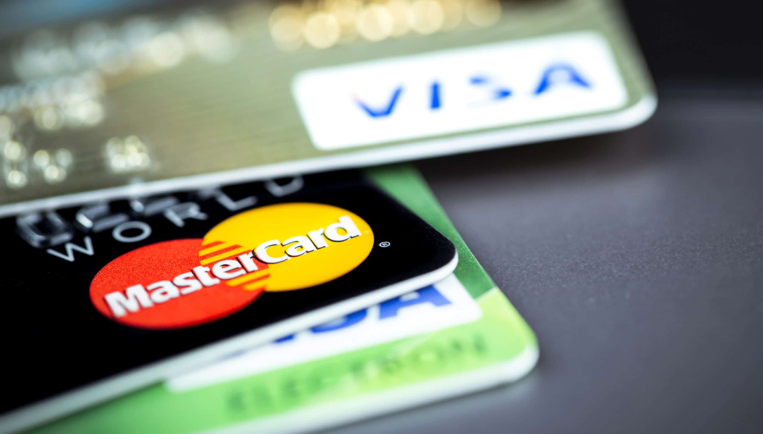 Visa and MasterCard credit cards stacked