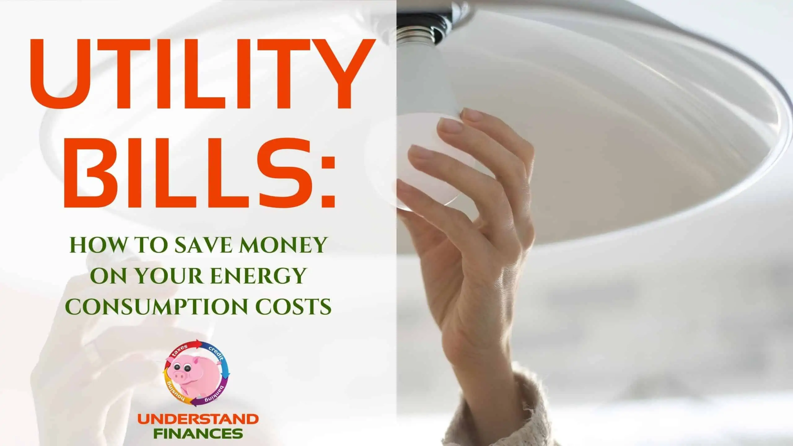 Woman replacing old incandescent light bulbs with LED light bulbs using less lighting energy and lowering utility bills